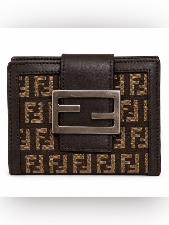 Fendi Handbags - Fendi Brown Zucca Canvas Bifold Wallet